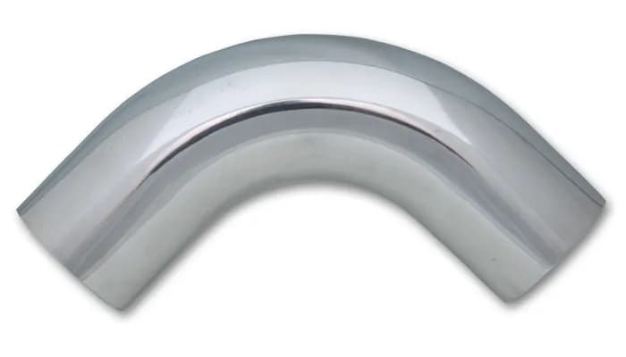 90 Degree Aluminum Bend; 1.5 in. O.D.; 2.25 in. Centerline Radius; 4 in. Leg Length From Targent; 1.6MM Wall Thickness; 6063 Aluminum; Polished;