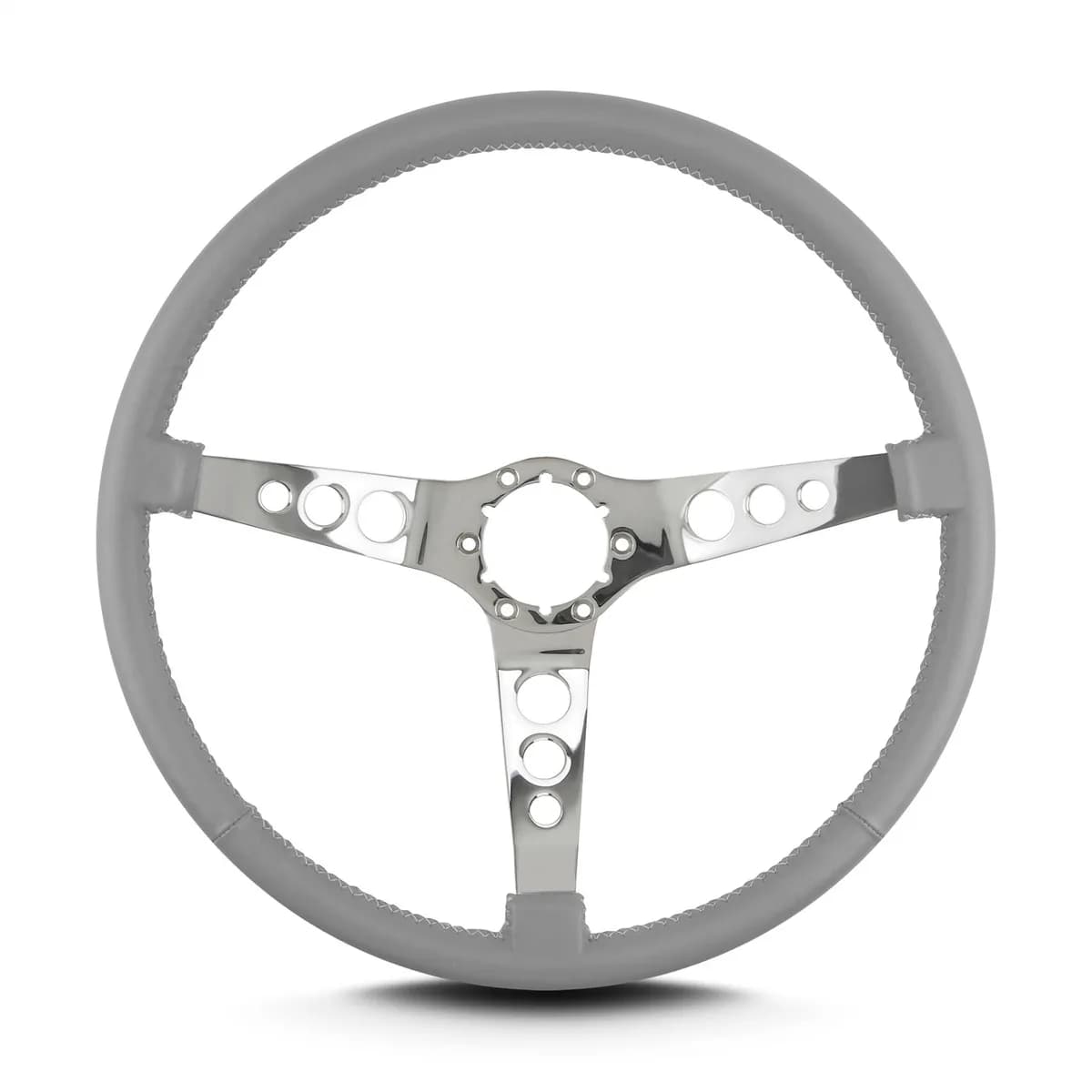 Lecarra Hot Rod Steering Wheel; Light Grey; Polished Spokes; 15 in. Thin Grip;