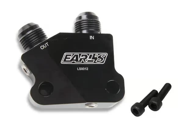 Earls LS Side Mount Oil Cooler Adapter, 10 AN Male, (2) 1/8" NPT Ports