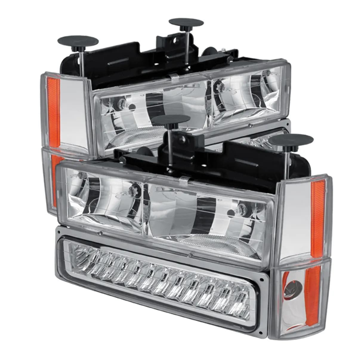 XTune Crystal Headlights; w/Corner And LED Bumper; Chrome;