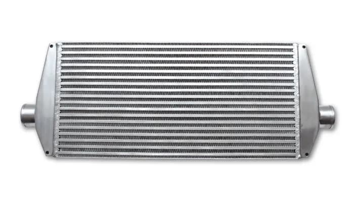 Intercooler; 30 in. Overall Length; 22 in. Core Width; 9 in. Height; 2.5 in. Inlet/Outlet OD; 1.75 in. Inlet/Outlet Neck Length; 3.25 in. Core Thickness; 6061 Aluminum;