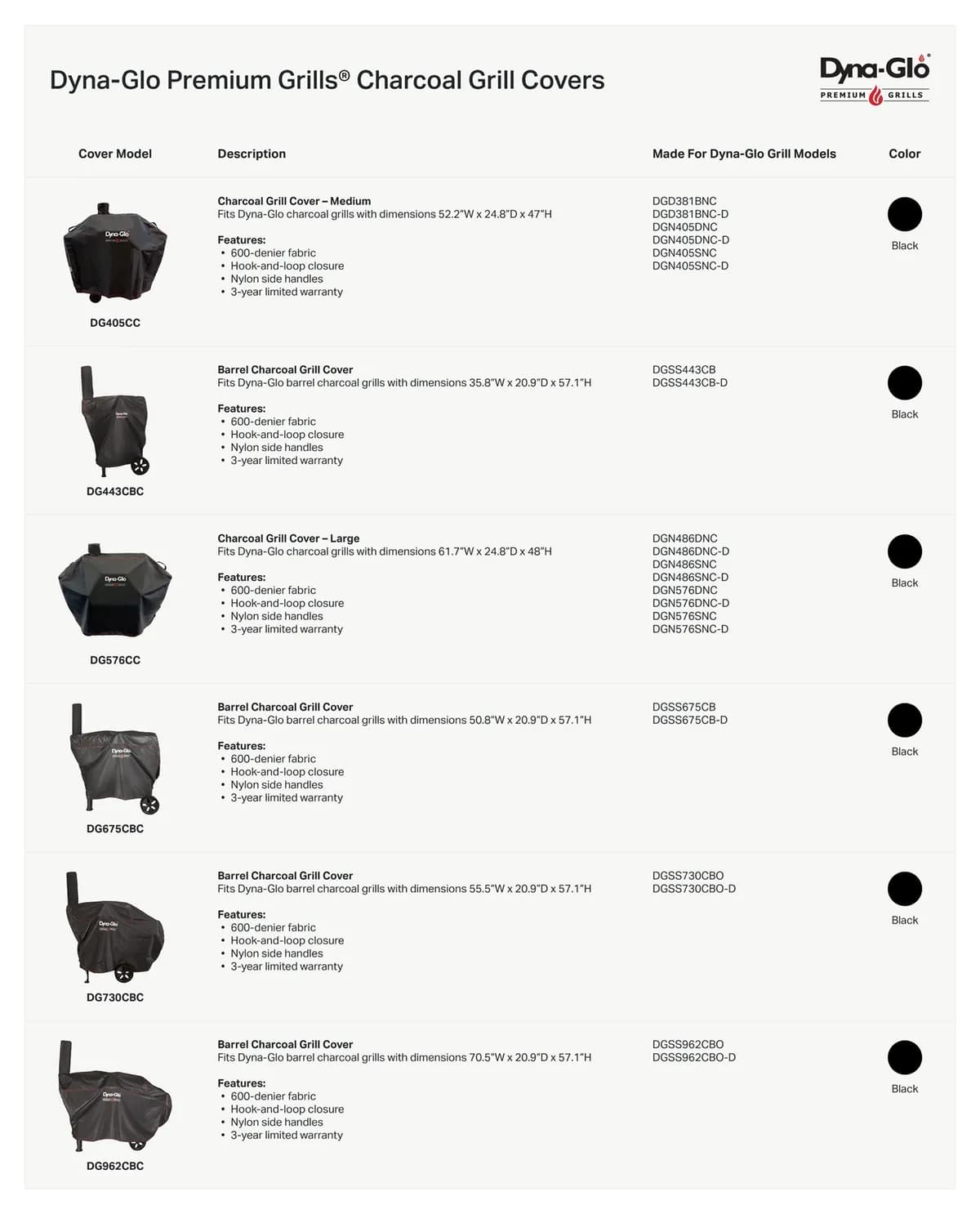 Barrel Charcoal Grill Cover For Use With Dgss443cb & Dgss443cbd