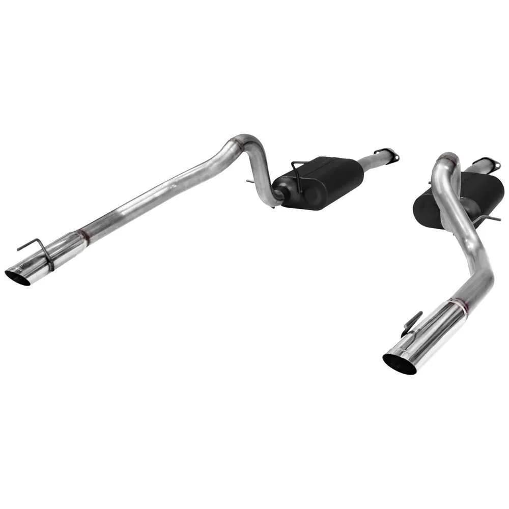 99-04 Ford Mustang GT MACH1/Bullitt (Not Cobra) 4.6L SOHC 2.50in Mandrel Bent Tubing Super 40 Series Mufflers 3.00in Polished Tips American Thunder DOR 409S Stainless Steel