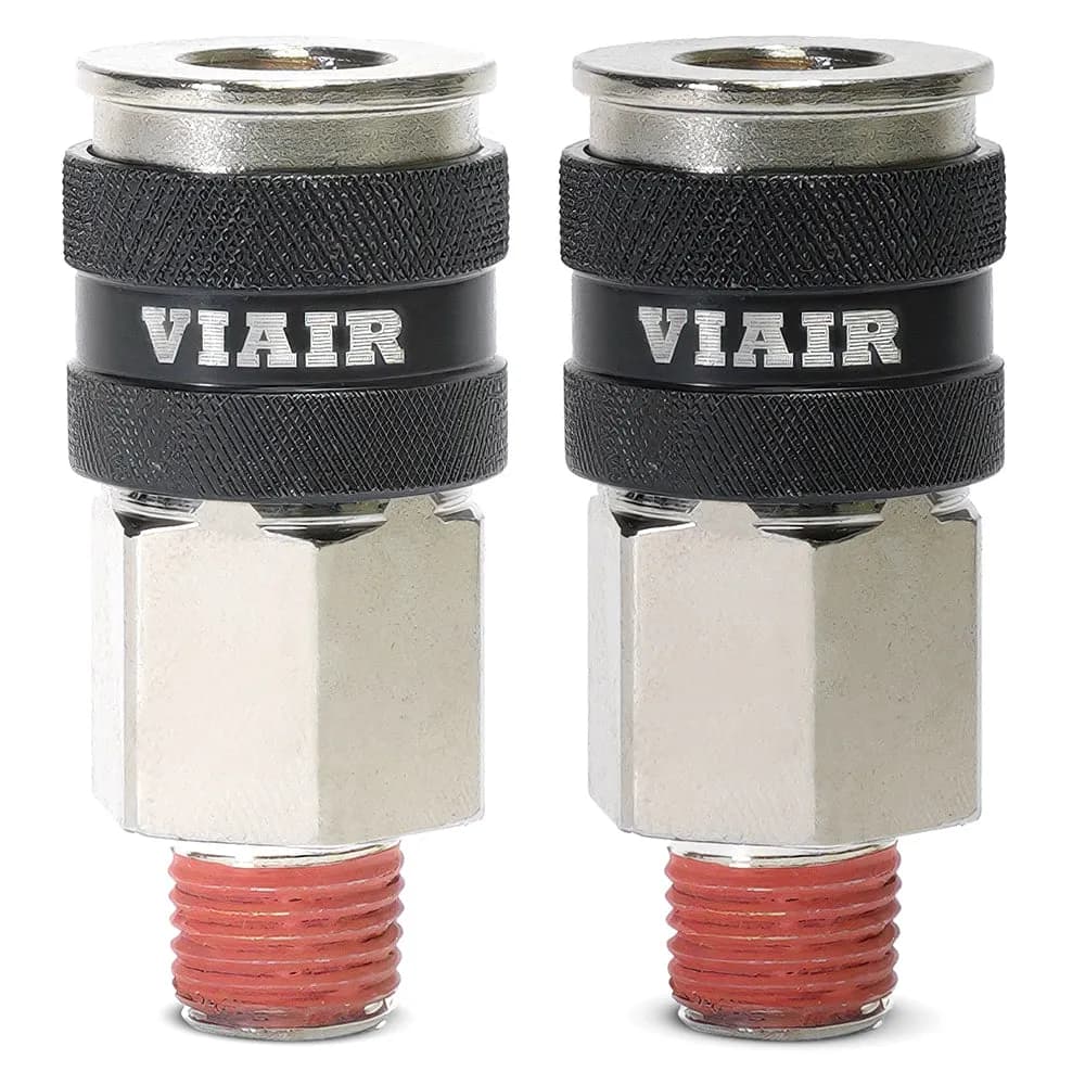 "1/4"" NPT - (M) Automatic Coupler - Steel / Nickel Plated w/ black sleeve & Etched Viair Logo - 10pc"