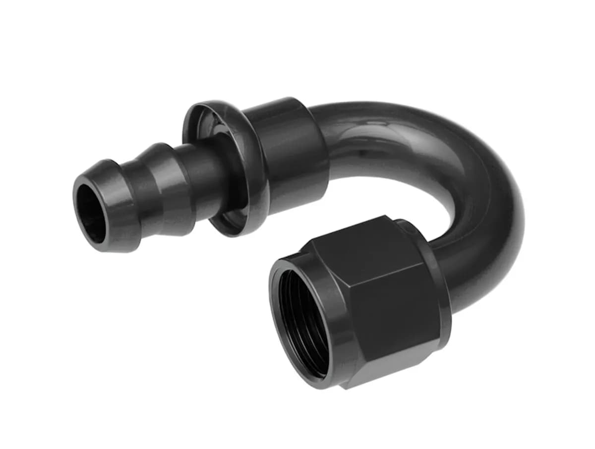 08 180 Degree An/Jic Hose End Push Lock Black