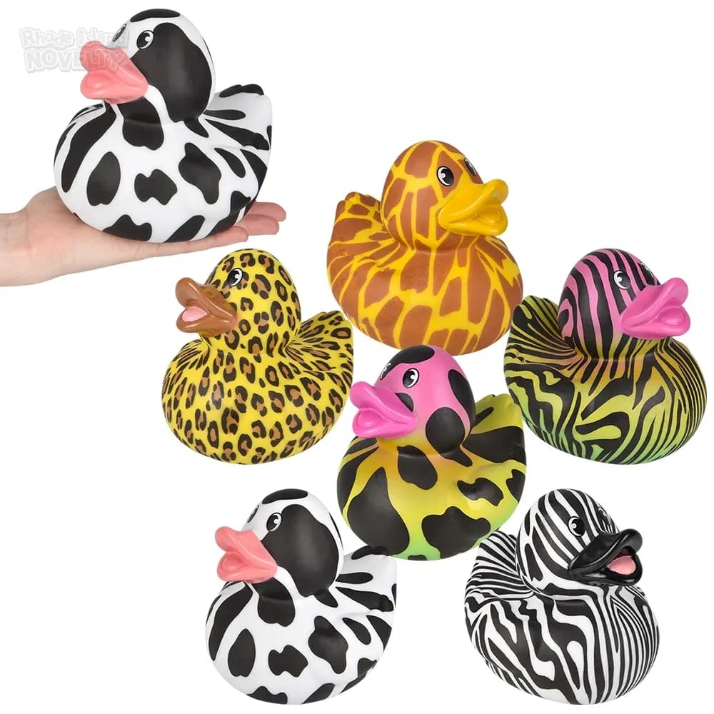 Big Animal Print Rubber Duckies 6\"