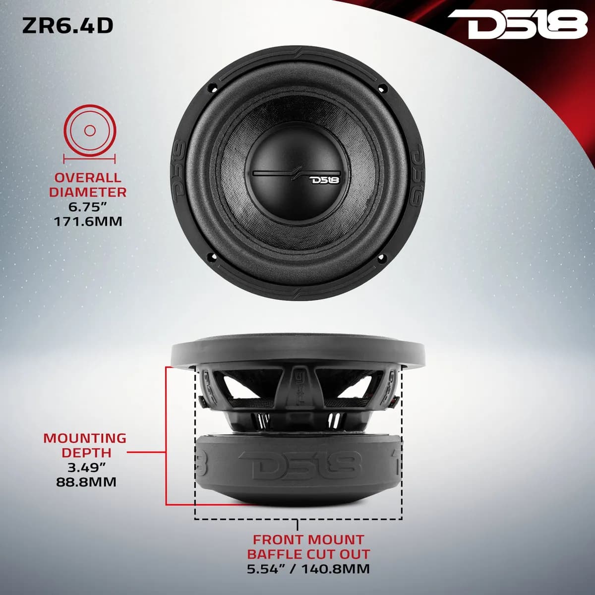 "DS18 - ZR6.4D 6"" 600 Watt 4-Ohm Car Subwoofer"