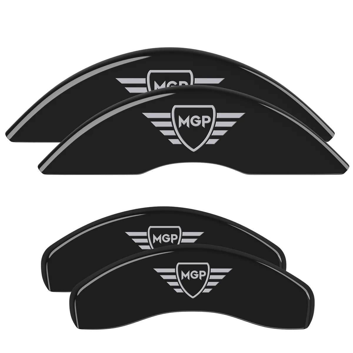 Set Of 4 Caliper Covers Engraved Front And Rear MGP Black Finish Silver Characters 2003-2006 Jeep Wrangler MGP Caliper Covers