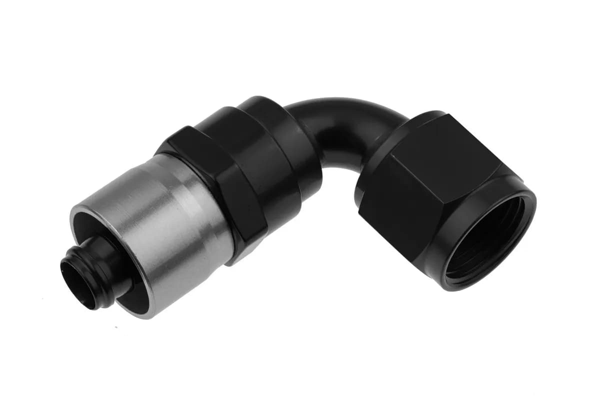 12 an 90 Degree Crimp Style Hose End Black