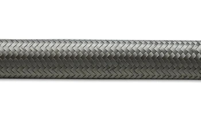 Stainless Steel Braided Flex Hose; -8AN; 0.4375 in. Hose ID; 0.6875 in. Hose OD; 1000 PSI Operating Pressure; 5000 PSI BP; Natural; 2ft. Roll;