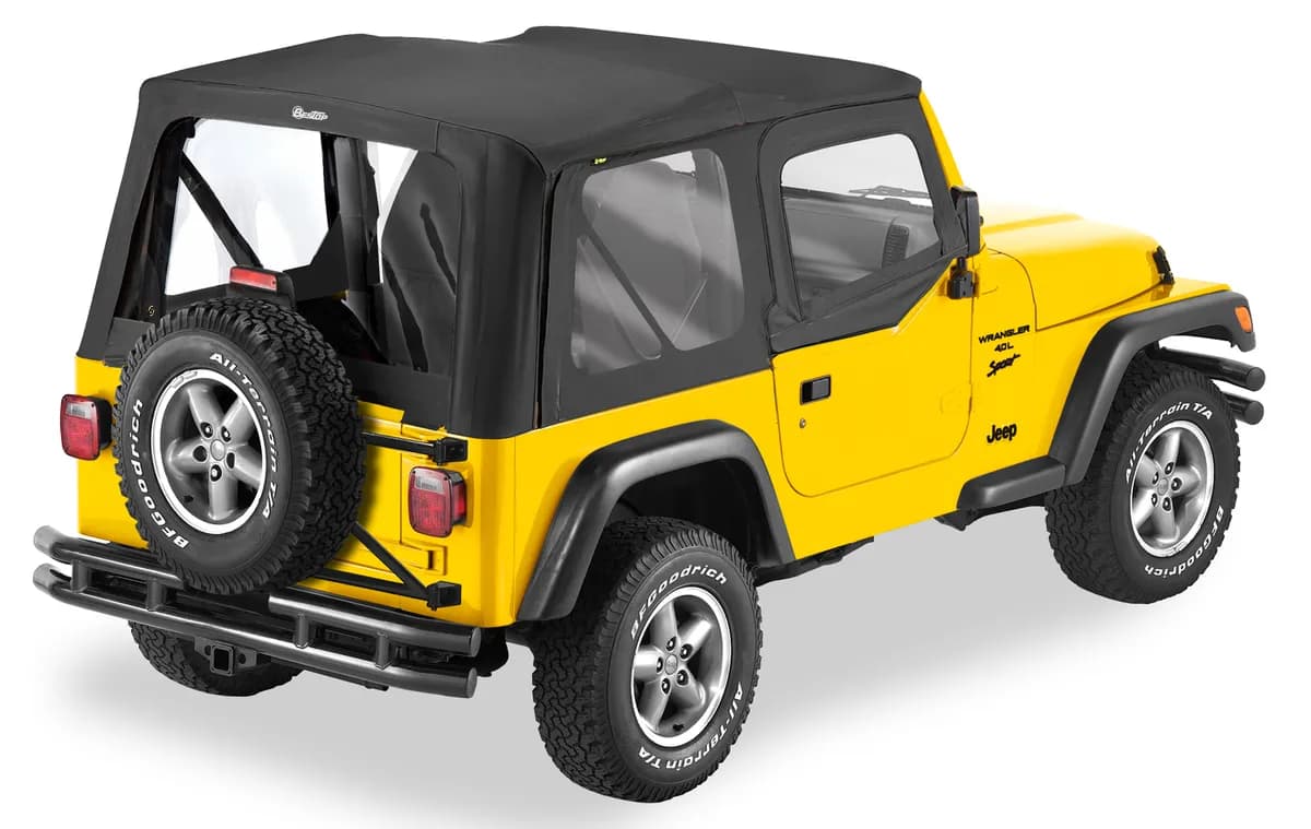 Black Diamond Replace-A-Top Replace-A-Top Fabric-Only Soft Top Jeep 03-06 Wrangler; Except Unlimited; Includes Upper Fabric Door Skins; Clear Side And Rear Windows