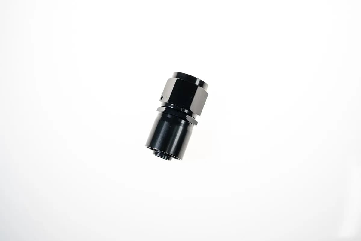06 An Straight Crimp Style Hose End W/ Black Collar Black