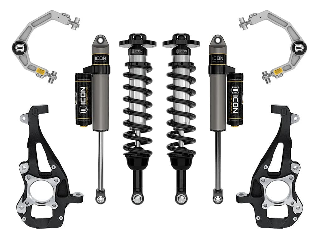 ICON 2021-2025 Ford F-150 4WD, 3.5-4.5" Lift, Stage 2 Suspension System, Billet