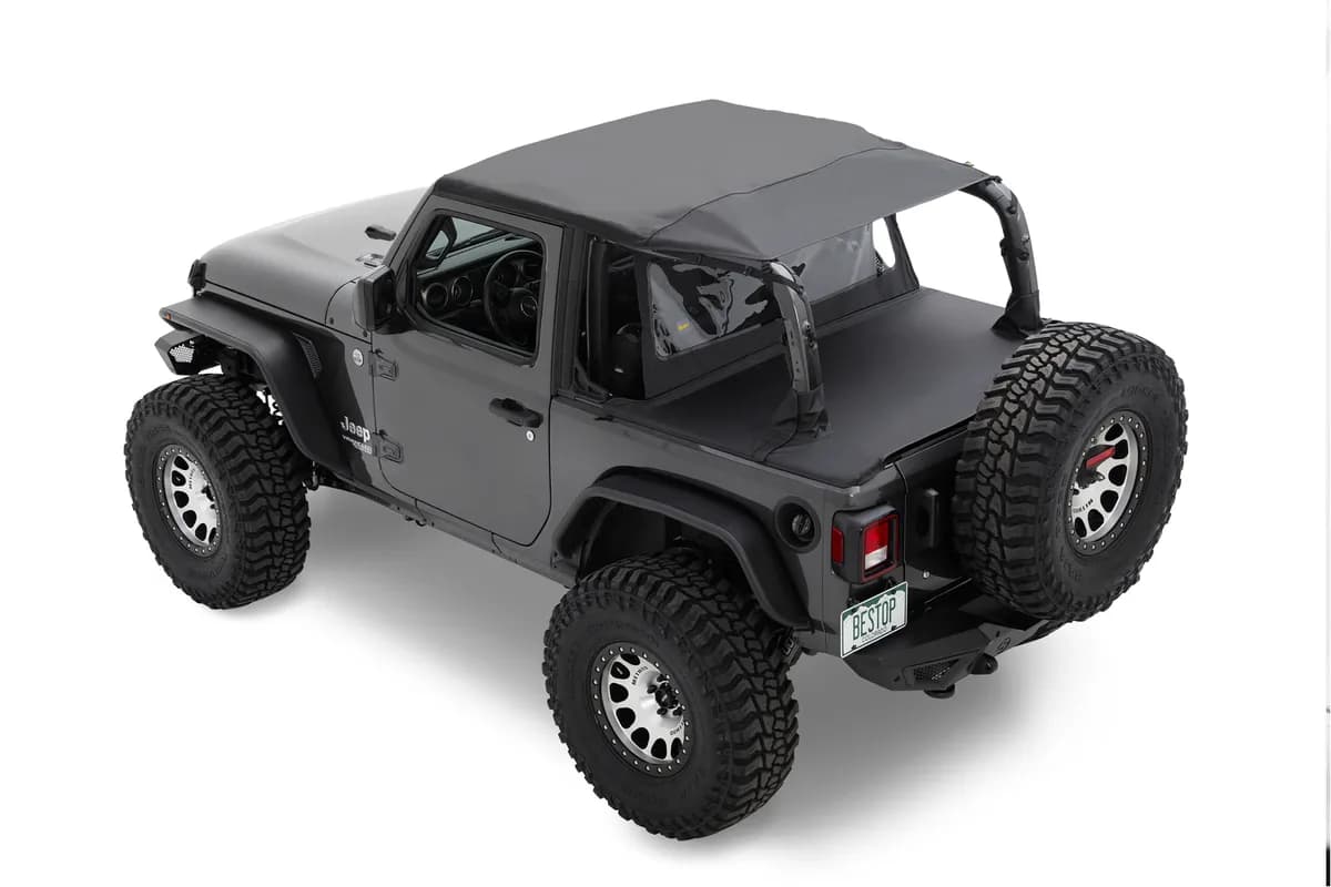 Jeep Wrangler Bikini Top Header Safari Cable Style Bikini Tops For Jeep 2018-2023 Wrangler JL 2 Door Black Diamond Bestop