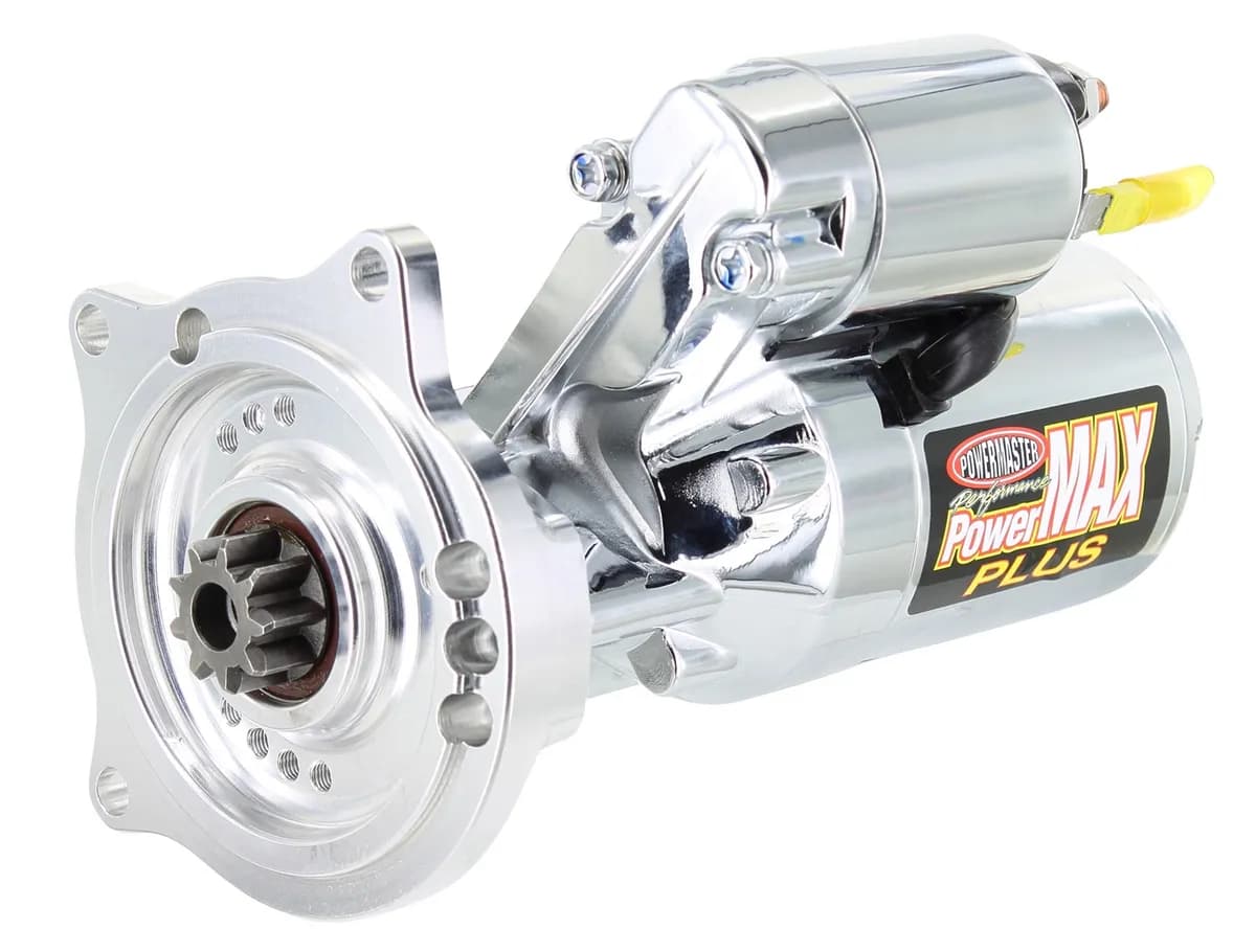 PowerMax Plus Starter; 12 Volt; Only 9 Tooth/10 PT; 14:1 Compression Ratio; Chrome Finish;