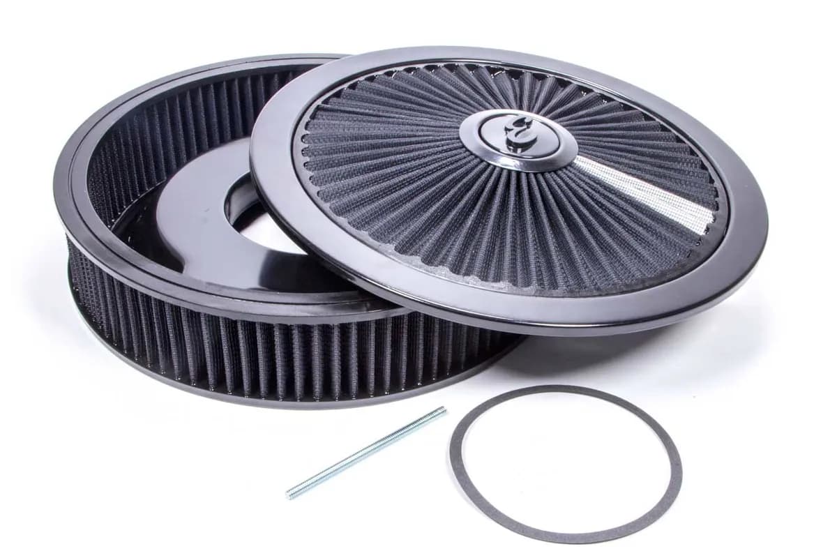 Edelbrock 43662 Pro-Flo Black Round 14 Air Cleaner with 3 Pro-Flo Element (Black)