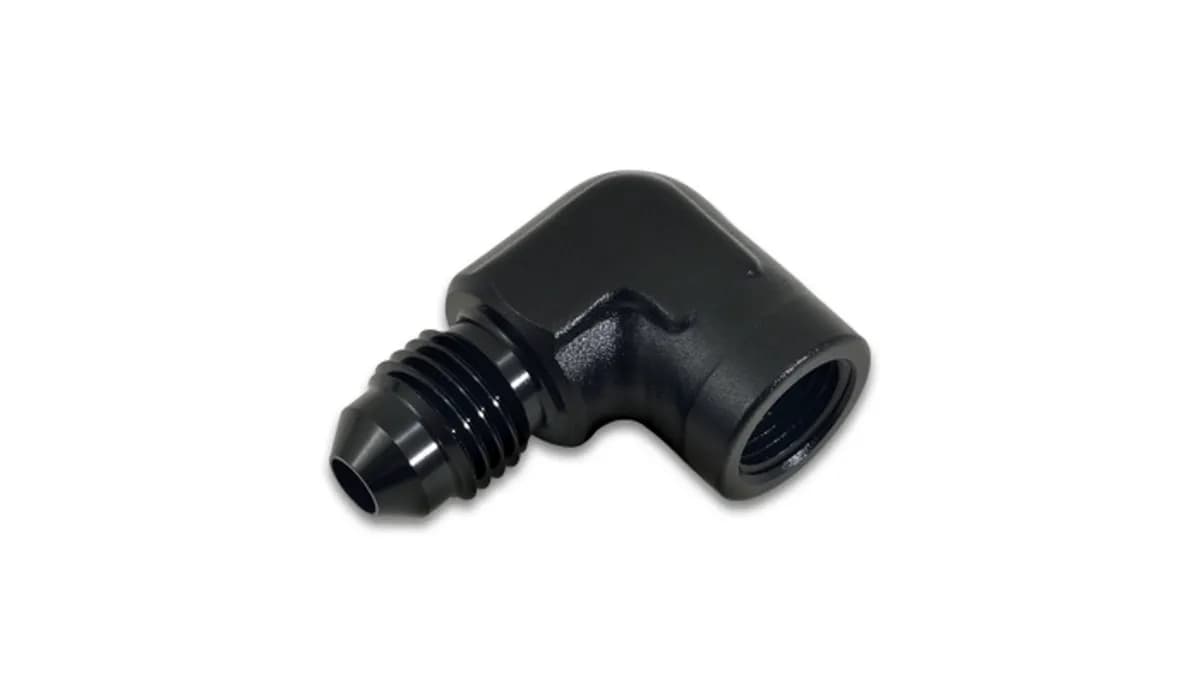 90 Degree an to Npt Adapter Fitting; -3an x 0.125 In. Npt; 6061 Aluminum; Black Anodized; Male an to Female Npt Adapter;