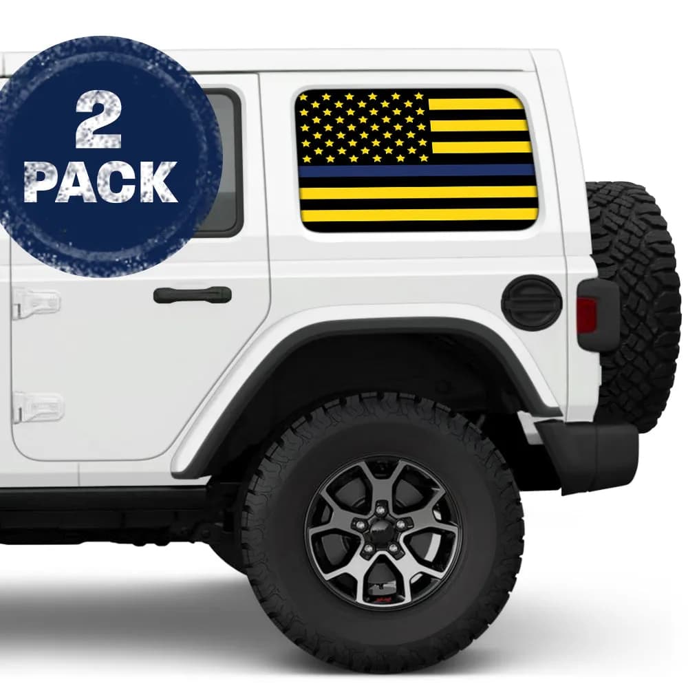Black & Yellow Thin Blue Line Side Windows Printed Vinyl Decal