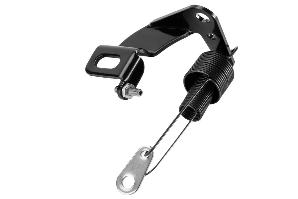 Carburetor Bracket And Return Springs; Fits w/Holley/Edelbrock/AFB/Quadrajet/Demon/In Line Dual Quads; Incl. Tension Screw; Stainless Steel; Black Finish;