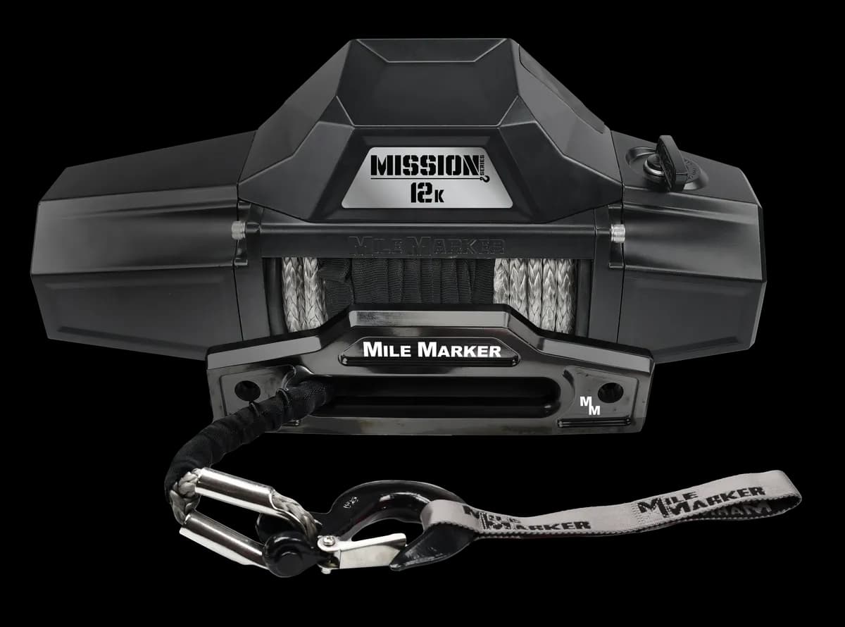 Mission 12K 12,000 lb Recovery Winch with Synthetic Rope Black Mile Marker