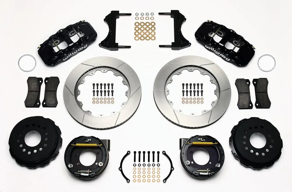 Wilwood AERO4 Rear P-Brake Kit 14.00in Drilled Ford 8.8 w2.5in Offset-5 Lug