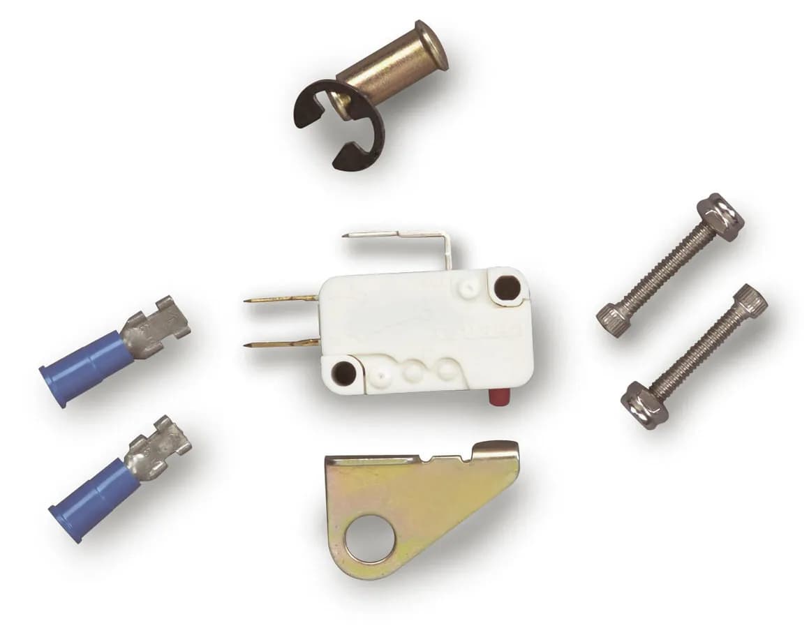 Emergency Brake Warning Indicator Switch Kit; Incl. Micro Switch/Warning Indicator Trigger/2 Electrical Terminals/E-Clip/2 Stainless Mounting Bolts/2 Nylock Nuts;
