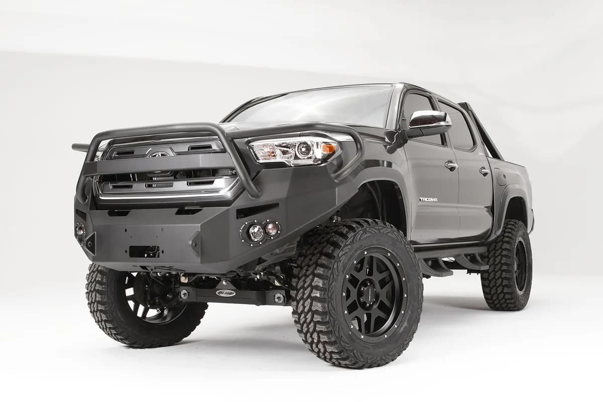 Premium Winch Front Bumper; 2 Stage Black Powder Coated; w/Grill Guard;