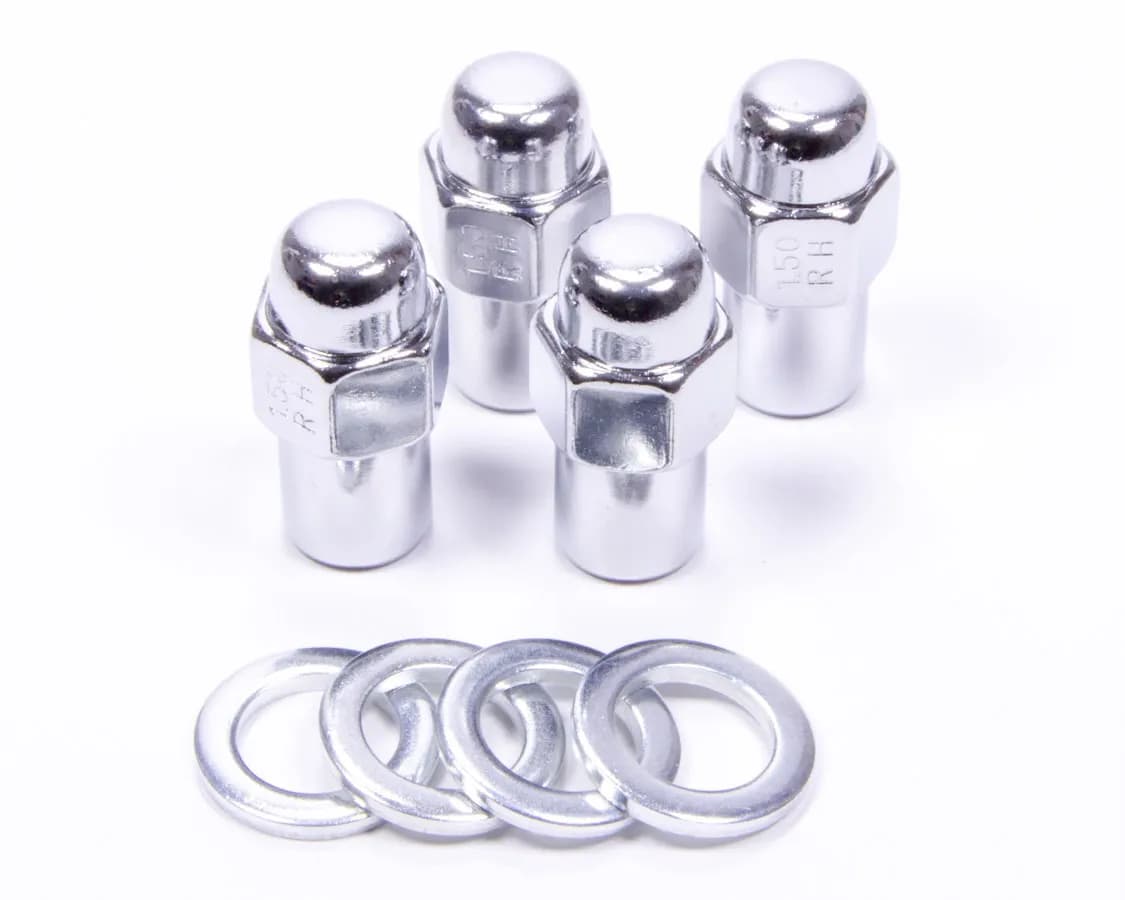 Extended Mag 13/16" Hex 1/2"-20 Chrome Pack of 4 Lug Nuts and 4 Washers 74187B