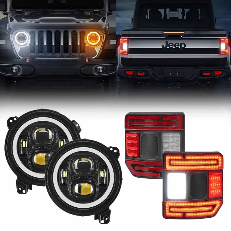 Jeep JT Bundle - LED Halo Headlights & Flush Mount Tail Lights
