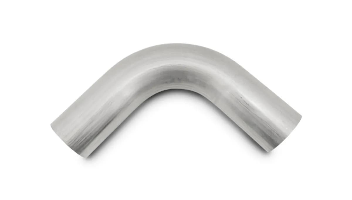 90 Degree Stainless Steel Bend; 2.5 in. OD; 3.75 in. Centerline Radius; 6 in. Leg Length From Tangent; 0.049 in. Tube Thickness; 18 Gauge Wall Thickness; 321 Stainless Steel;