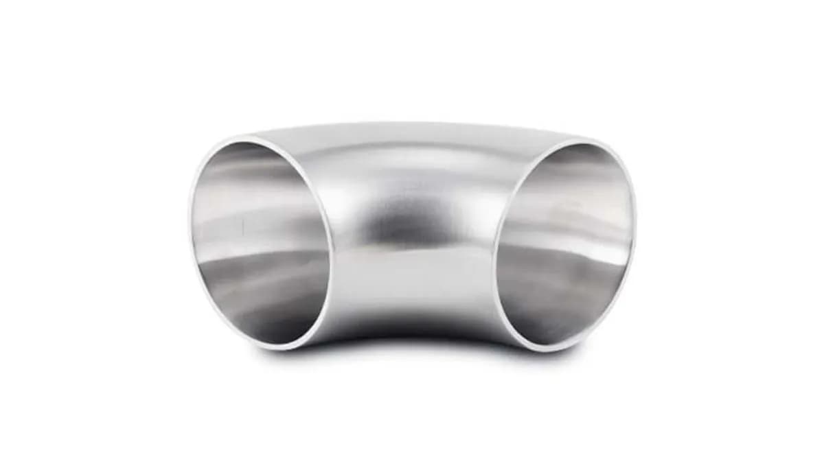 90 Degree Stainless Steel Bend; 2.5 in. OD; 2.5 in. Centerline Radius; 2.5 in. Length From Tangent; 0.083 in. Nominal Wall Thickness; Brushed;