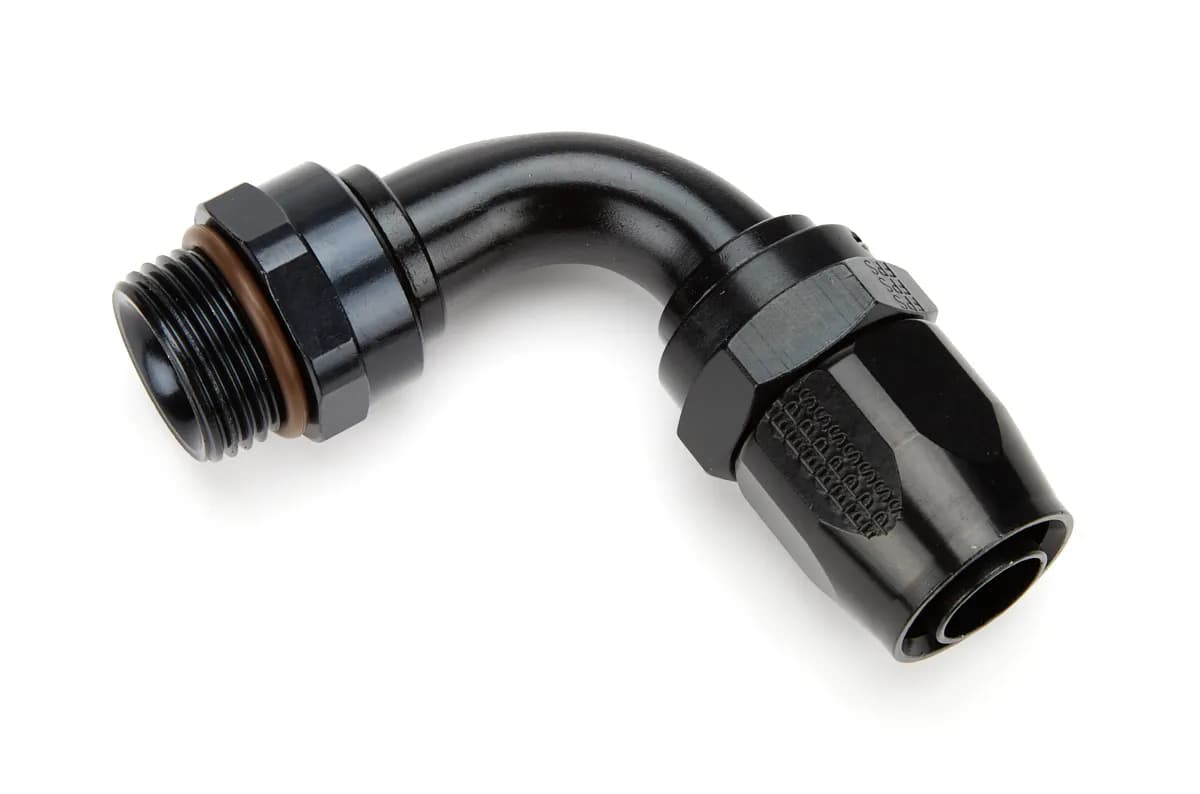 #12 Male Rad. Fitting x 90 Proflow Hose End Black