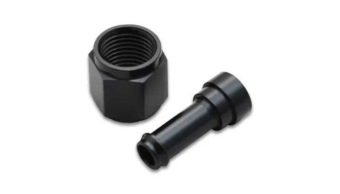 Straight AN to Hose Barb Adapter Fitting; -6AN; 0.3125 in. Barb Size; 6061 Aluminum; Black Anodized; Female;