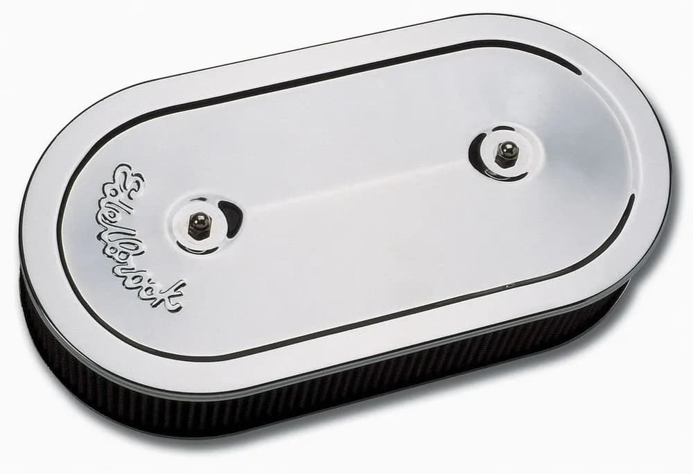 Edelbrock 1235 Pro-Flo Chrome Oval Air Cleaner for Dual-Quads - 2.5 Cotton Element
