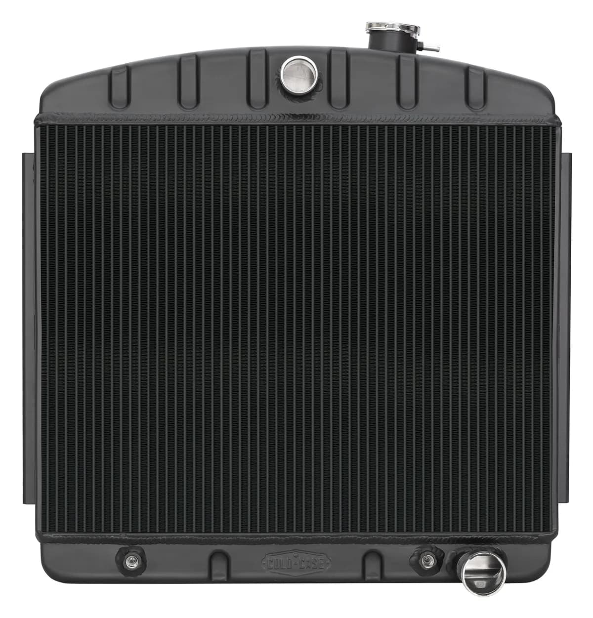 55-57 Tri-5 Chevy V8 Mount Aluminum Radiator Black Night Rider Series Cold Case Radiators