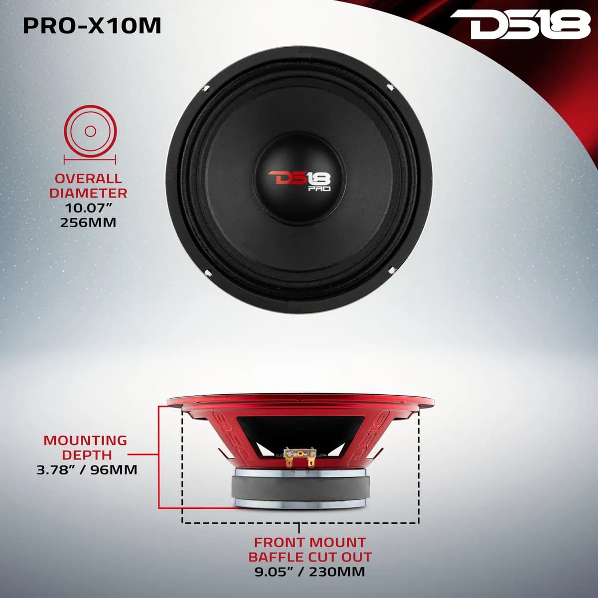 "DS18 - 10"" Mid-Range Loudspeaker 600 Watts 8-Ohm"