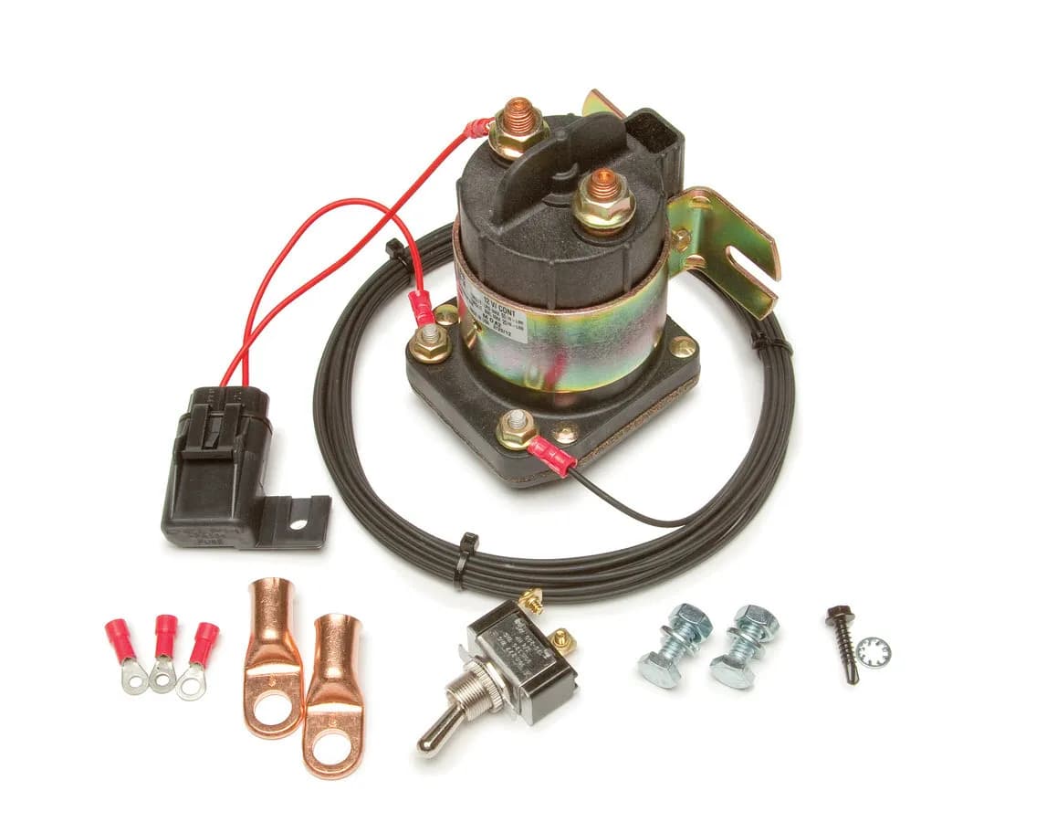 Remote Master Disconnect Kit; Incl. 250 Amp Solenoid/Toggle Switch/Wire/Battery Cable Lugs/Crimp-On Terminals/Mounting Hardware;
