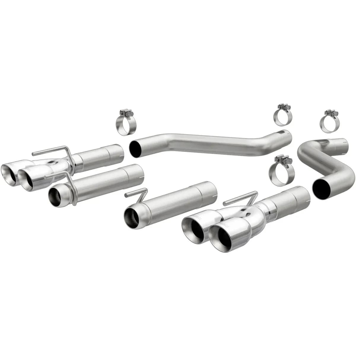 2015 Dodge Challenger V8 6.2L/6.4L Exhaust Axle-Back Stainless Steel Race Series Incl. Scat Pack & SRT Hellcat; Round Tips Provided or Reuse OE Tips.