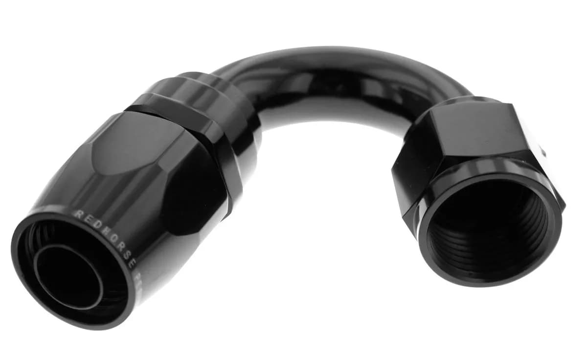 12 150 Degree Female Aluminum Hose End Black