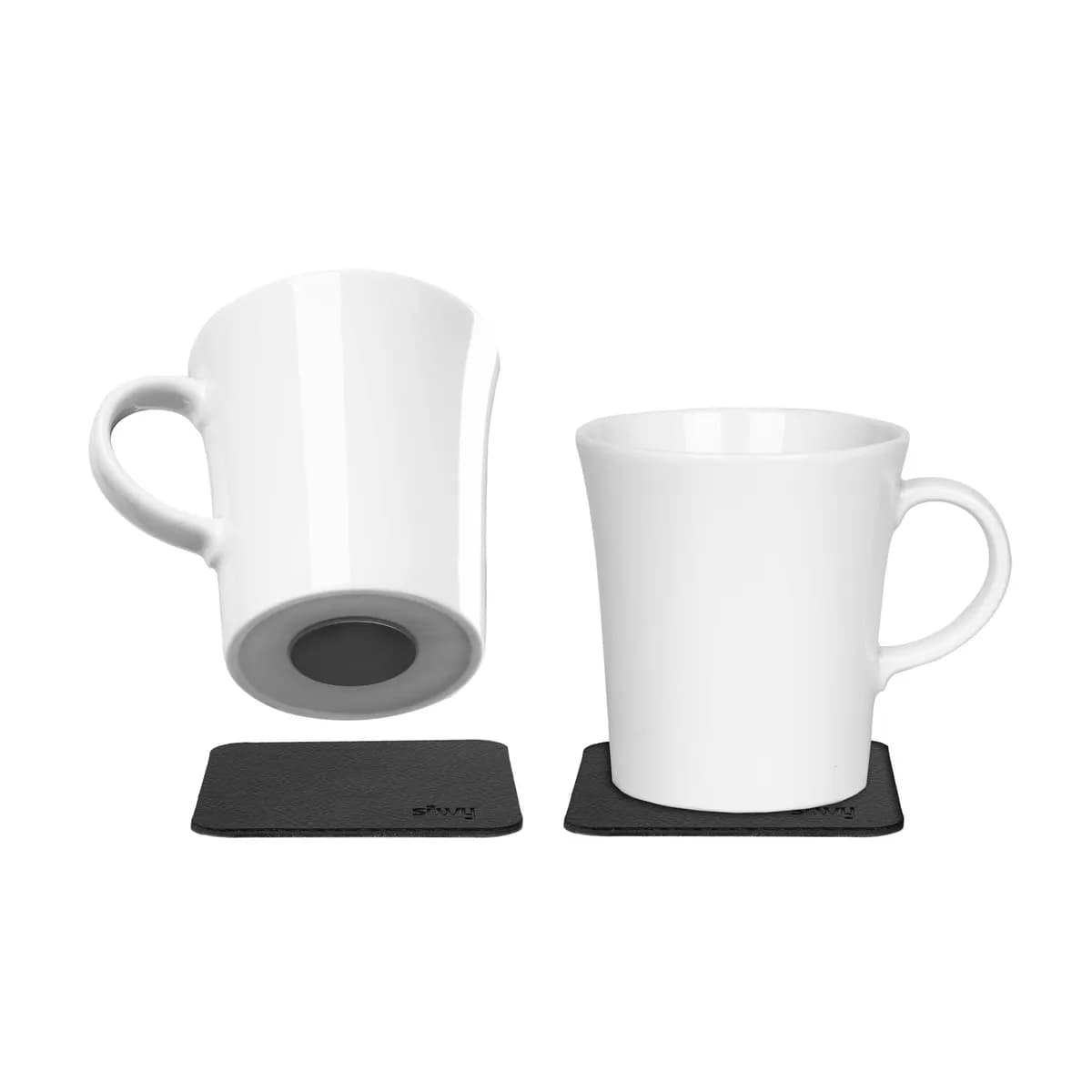 Porcelain Magnetic Handle Cups Blk
