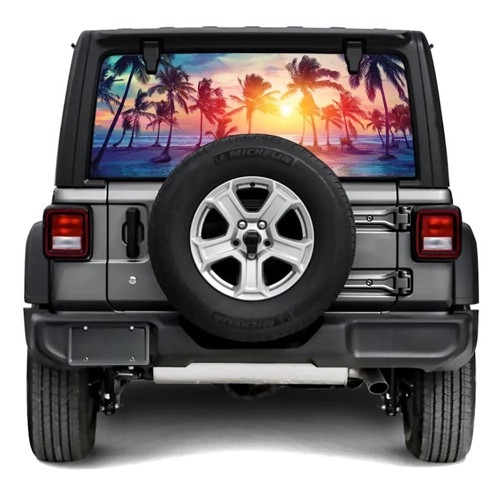 Sunset Palm Trees Rear Window Decal