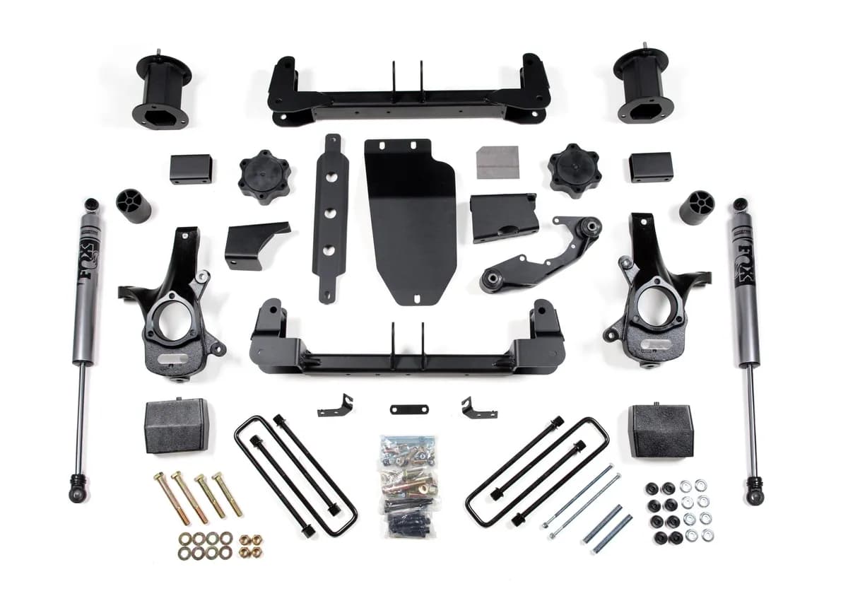 2014-2018 Chevy/GMC 1500 Silverado/Sierra 4WD 6.5 Strut Lift Kit- Alum/Stamped Arms - Fox 2.0 Adventure Series Shocks