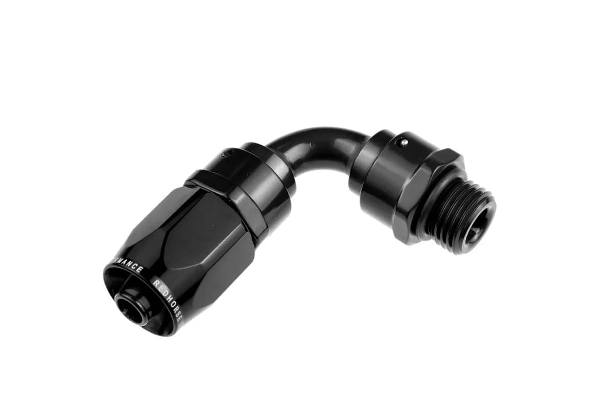 12 an 90 Degree Hose End With 12 Orb Male End Black
