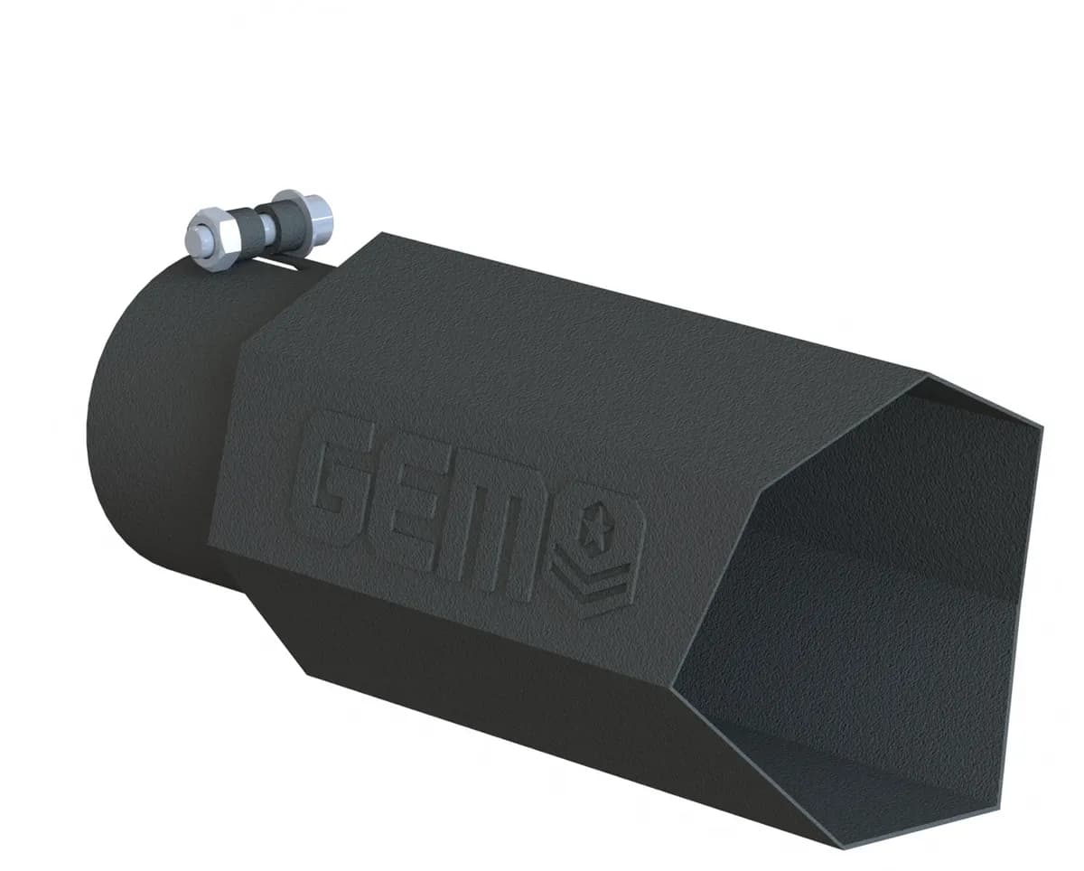 Lucky 7 Exhaust Tip; 2.5 in. Inlet/4 in. Outlet x 10 in. Length; 304 Stainless Steel; Big Mouth; Black Powder Coat Finish;