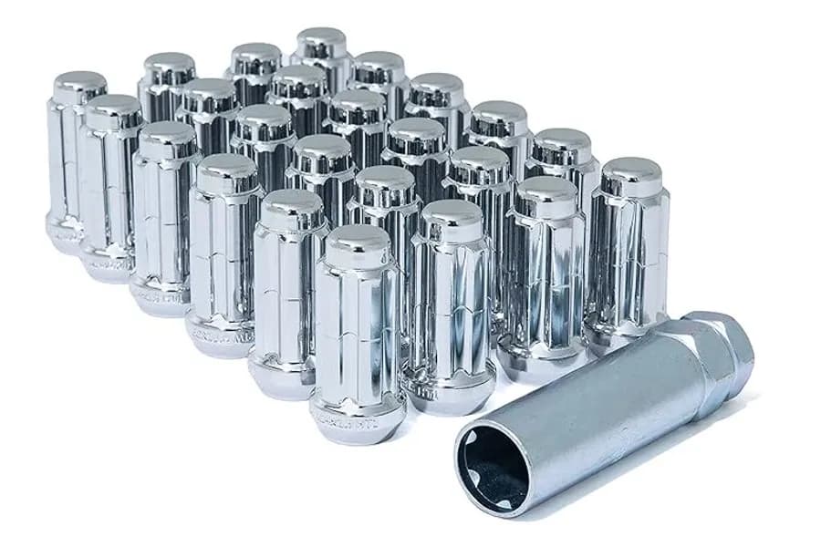 Small Diam Spln Duplex Lug Nuts 13/16&7/8 Key 14x1.50 Chr Set of 24 K6TS-14150GR