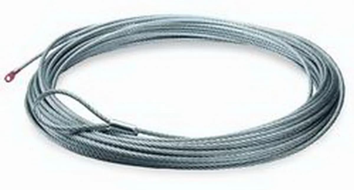 WARN - For Warn A2000 and A2500 Winches with Steel Drum; 3/16 Inch Diameter x 50 Foot Length; Galvanized Aircraft Wire; Loop on One End and Wire Rope Termina