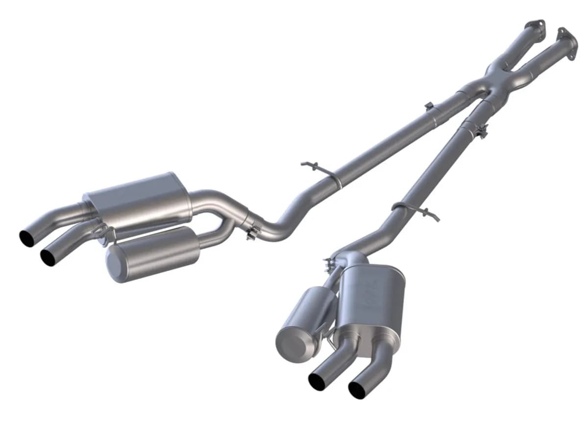 Armor Lite Cat Back Exhaust System; 2.5 in.; Incl. Front Pipe/Mid Pipes/Mufflers/Hardware; w/o Tips; Dual Rear Exit; Aluminized;
