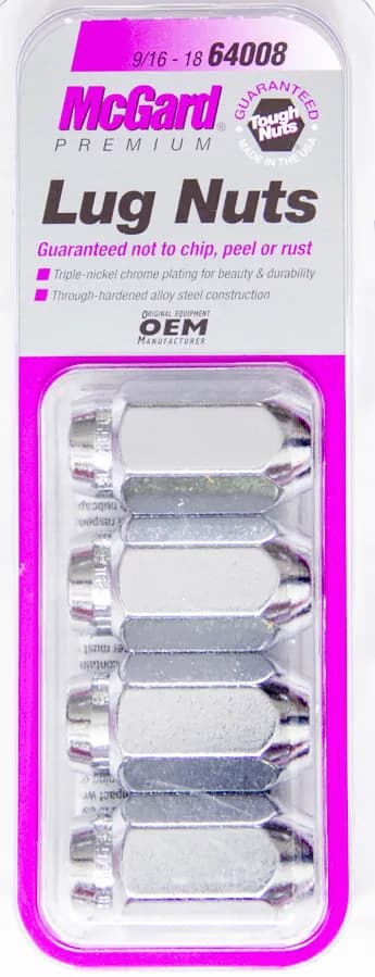 Hex Lug Nut 9/1618 Cone Seat 7/8 Hex 1.75 in Oal Chrome (4 Pk)