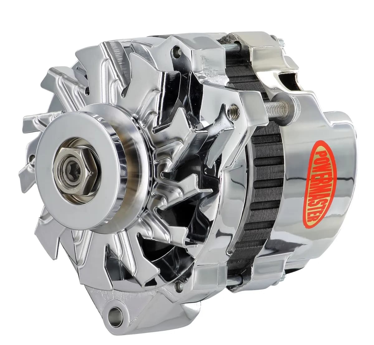 Alternator; CS130; Offset Right; Rear Battery Post; 140 Amp; 95 Idle; 1 Groove V Type Pulley; Chrome;