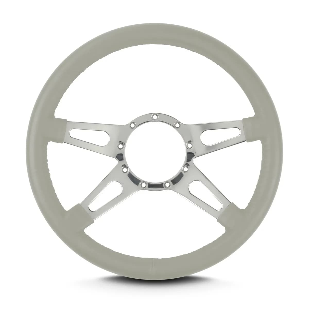 Lecarra Mark 9 Supreme Steering Wheel; Light Grey; Polished Spokes; 14 in. Standard Grip;